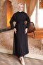 Black Oversized Button Tesla Dress