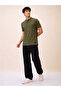 Solid Henley Neck Regular Fit Olive T-shirt - 5