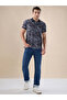 All-Over Floral Print Regular Fit Black Polo T-shirt - 5