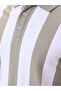 All-Over Striped Polo Collar Regular Fit Sage T-shirt - 5