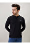 Solid Brand Logo Print Regular Fit Black Henley Neck T-shirt