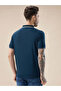 Solid Regular Fit Brand Logo Print Blue Polo T-shirt - 3