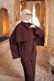 Brown Shawl Detailed Tunic Trouser Suit - 3