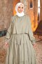 Khaki Buttoned Shirt and Skirt Set - 4