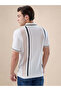 Vertical Stripe Zip Collar White Polo T-shirt - 3