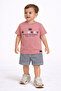 Boys 2 Pc Set “Sunset Gingham” Tee & Check Shorts Set