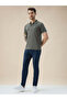 Textured Tipping Collar Regular Fit Olive Polo T-shirt - 5
