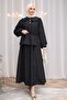 Black Self Patterned Shirt and Skirt Set