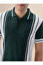 Striped Regular Fit Bottle Green Polo T-shirt - 4