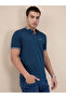 Textured Contrast Tipping Henley Neck Dark Teal T-shirt - 6