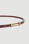 Thin Faux Leather Belt with Lock Buckle - Burgundy - 2