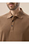 Solid Contrast Tipping Collar Regular Fit Brown T-shirt - 4