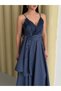 Women's Plaid Lace Piece Back Gipeli Dress Blue - 4