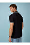 Textured Contrast Tipping Regular Fit Black Polo T-shirt - 3