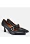 Large Size Stiletto Genuine Leather De Leather 1-42-43-44-Black Leather - 5