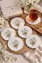 Set of 6 Daisy Embroidered Coffee Presentation Napkins – Fabric Cocktail Napkin Set - 4