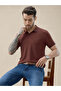 Textured Regular Fit Coffee Polo T-shirt - 6