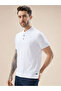 White Textured Vertical Stripe Regular Fit Polo T-shirt - 2