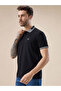 Waffle Textured Regular Fit Balck Polo T Shirt - 2