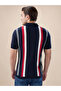 Striped Regular Fit Navy Polo T-shirt - 3