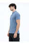 Solid Henley Neck Regular Fit Slate Blue T-shirt - 2