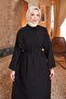 Black Oversized Button Tesla Dress - 4
