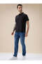 Solid Regular Fit Brand Logo Print Black Polo T-shirt - 5