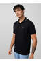 Solid Black Tipping Collar Polo T-shirt - 2