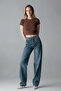 Women's Wide-Leg Cotton Blue Baggy Jeans - 2