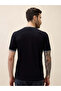 Textured Contrast Tipping Henley Neck Black T-shirt - 3