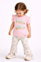 Girls 2 Pc Set “Seaside Stroll” Tie-Front Tee & Turtle-Print Flared Leggings Set