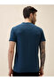 Textured Henley Neck Regular Fit Petrol T-shirt - 3