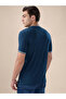 Textured Contrast Tipping Henley Neck Dark Teal T-shirt - 3
