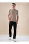 Textured Contrast Tipping Henley Neck Beige T-shirt - 5
