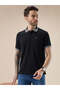 Waffle Textured Regular Fit Balck Polo T Shirt - 6