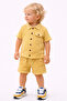 Boys 2 Pc Set “Sunlit Waffle” Collared Shirt & Roll-Cuff Shorts Set
