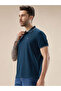 Solid Regular Fit Brand Logo Print Blue Polo T-shirt - 2