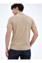 Solid Henley Neck Regular Fit Beige T-shirt - 3