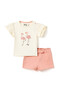 Girls 2 Pc Set “Flamingo Fête” Ruffle-Sleeve Tee & Bow-Trim Shorts Set - 2