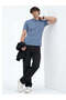 Solid Henley Neck Regular Fit Slate Blue T-shirt - 6