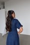 V-Neck Short Sleeve Denim Dress - 4