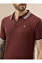 Waffle Textured Regular Fit Rust Polo T-shirt - 4