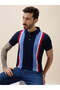 Striped Regular Fit Navy Polo Collared T-shirt - 6