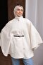 Ecru Belt Pack Buklet Poncho - 4