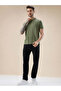 Olive Textured Vertical Stripe Regular Fit Polo T-shirt - 5