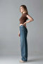 Women's Wide-Leg Cotton Blue Baggy Jeans - 5