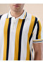 Vertical Stripe Knitted Regular Fit Sunflower Polo T-shirt - 4