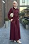 Pocket Cover Detailed Zippered Claret Red Modal Set - 5