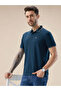Solid Regular Fit Brand Logo Print Blue Polo T-shirt - 6