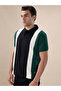 Colorblock Textured Regular Fit Black Polo T-shirt - 2